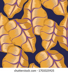 pattern of leaves with soft flat-style colors to be made in the background or made into fabric designs