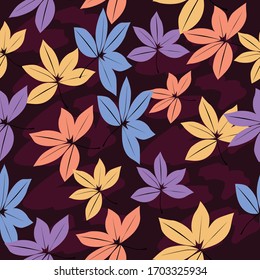 pattern of leaves with soft flat-style colors to be made in the background or made into fabric designs