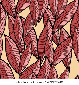 pattern of leaves with soft flat-style colors to be made in the background or made into fabric designs
