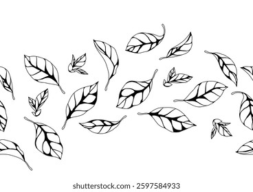 Pattern with leaves. Spring or summer stylized foliage.