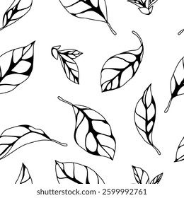 Pattern with leaves. Spring or summer stylized foliage.