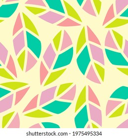 Pattern with leaves. Summer time mode. Simple geometric forms.