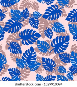 Pattern with leaves of a tropical plant. Seamless pattern. Design for the background of the site, textiles, packaging materials.