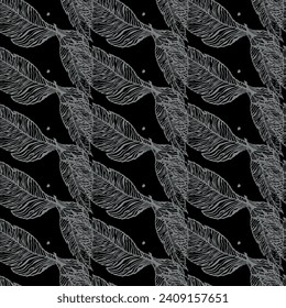 A pattern of leaves. Vector illustration highlighted on a white background. For nature, eco and design. Hand-drawn plants, a frame for a postcard.