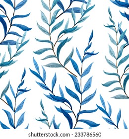 pattern, leaves, watercolor