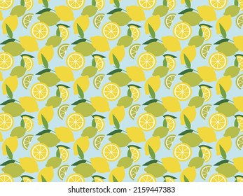Patrón de ilustración de limón y cítricos.
