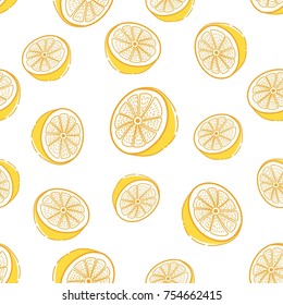 pattern lemon fruit, vector background seamless 