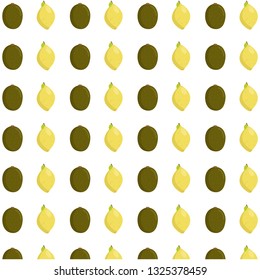Pattern of Lemon and Kiwi. Suitable for fabric design, covers, gift wrap