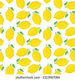 Pattern lemon. Pattern with lemon and leaves on white background. Perfect for textile manufacturing wallpaper posters etc. Vector illustration