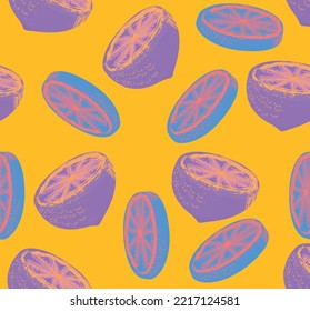 Pattern with lemon particles. For web, print, product design, lemon logo. Pop art vector illustration