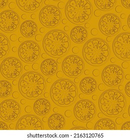 Pattern Of Lemon Slices Drawing With Lines, Vector Graphics