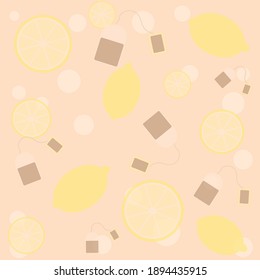 Pattern with lemon and tea - vector clipart