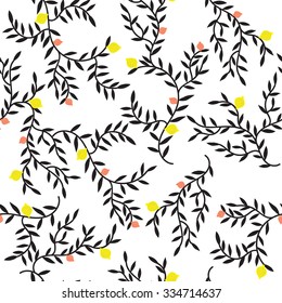 The pattern of lemons. Background with rustic colors. Floral Pattern.
