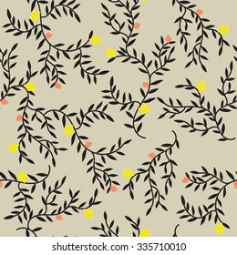 Pattern of lemons. Background with rustic colors. Floral Pattern.