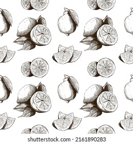Pattern lemons with leaves and slices