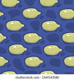 pattern with lemons on a blue background for printing on fabrics and packaging paper