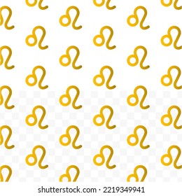 Pattern of Leo Zodiac in Transparent background (PNG) with mini doodle (icons). Vector Illustration