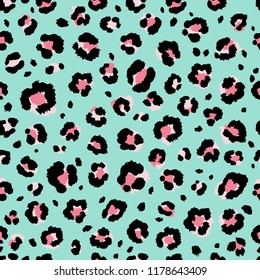 Pattern leopard trendy print blue and pink color exotic illustration.