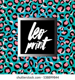 Pattern leopard trendy print blue and pink color exotic illustration