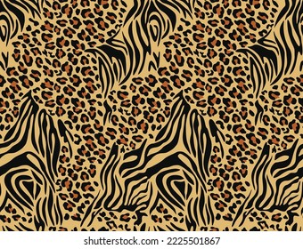 Pattern leopard zebra mix print seamless texture, trendy design for print clothes, paper, fabric. animal background