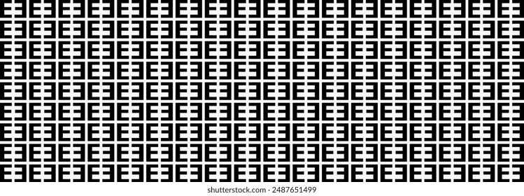 Pattern letter E, Abstract Geometric, Illustration, vector, alternating overlapping, orderly arrangement background, black and white, banner, website. 