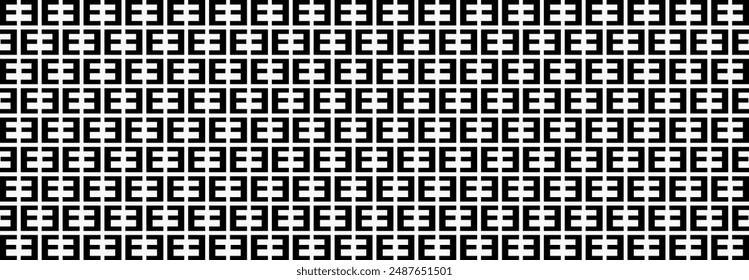 Pattern letter E, Abstract Geometric, Illustration, vector, alternating overlapping, orderly arrangement background, black and white, banner, website. 