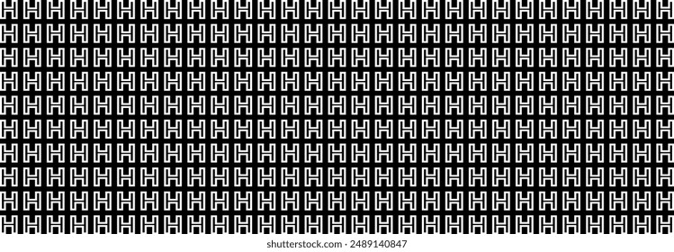 Pattern letter H, Design, Abstract Geometric, Illustration, vector, alternating overlapping, orderly arrangement background, black and white, banner, website, template. 