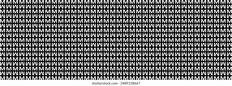 Pattern letter M, Abstract Geometric, Illustration, vector, alternating overlapping, orderly arrangement background, black and white, banner, website. 