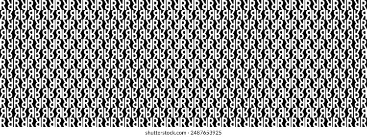 Pattern letter R, Abstract Geometric, Illustration, vector, alternating overlapping, orderly arrangement background, black and white, banner, website. 