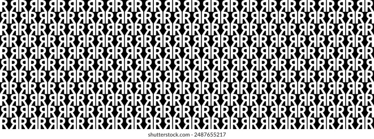 Pattern letter R, Abstract Geometric, Illustration, vector, alternating overlapping, orderly arrangement background, black and white, banner, website. 