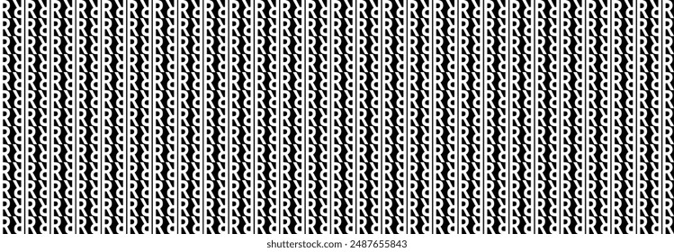 Pattern letter R, Abstract Geometric, Illustration, vector, alternating overlapping, orderly arrangement background, black and white, banner, website. 