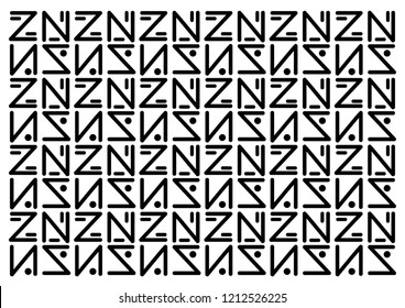 Pattern with letter Z. Black and white pattern.