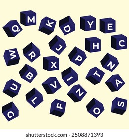 pattern letters alphabet pattern. Vector cube alphabets. typography banner. bold font. Childish style capital letters.