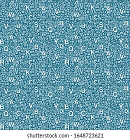 A pattern of letters. Letters of different sizes.