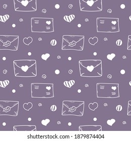 Pattern with letters and hearts