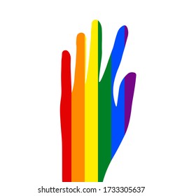 Pattern with LGBT icon. Flag LGBT, hand. Template design, vector illustration. Love wins. Logo rainbow symbols. Gay pride collection. Colorful Banner.