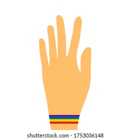 Patrón con icono LGBT. Bandera LGBT, mano. Diseño de plantilla, ilustración vectorial. El amor gana. Logo de los símbolos arcoiris. Colección del orgullo gay. Cartel colorido.