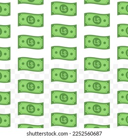 Muster der liberianischen Dollar-Banknoten auf transparentem Hintergrund mit Mini-Doodle (Symbol) und grüner Farbe. Vektorgrafik