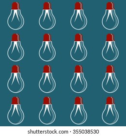 Pattern with Light Bulbs. Idea symbol. Business Idea Lamp. Flat Style Texture Background.
