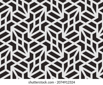 Patrón con rayas de luz sobre fondo negro. Resumen de textura geométrica monocromática. Diseño vectorial elegante con polígonos y rayas repetidas. Amortización sin inconvenientes para el tejido, la tela y el envoltorio.