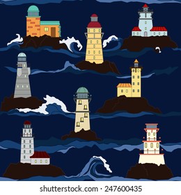 pattern of lighthouse in the sea