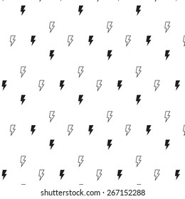 Pattern lightning bolt. Black flash vector pattern. Black and white flash. Bolt pattern. Lightning symbol. Lightning bolts pattern in cartoon, comic style. Thunder lights wallpaper. White background 