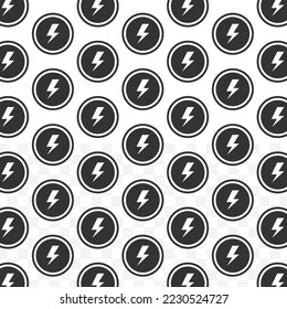 Pattern of Lightning coin in white background with mini doodle (icons). Vector Illustration