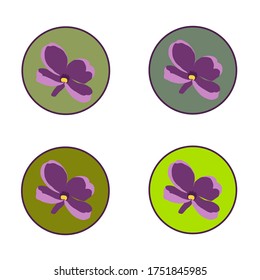Pattern of lilac flowers on a green background. Eco design.