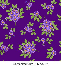 Pattern lilac flowers on violet 