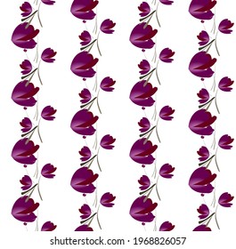 Pattern of lilac flowers on a white background for textile and print