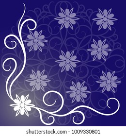 Pattern with lilac and white flowers on a lilac background