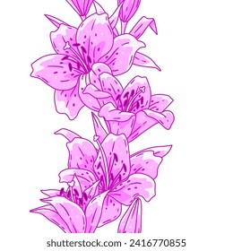 Muster mit Lilienblumen. Schöne dekorative Pflanzen.