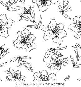 Pattern with lilies flowers. Beautiful decorative plants.