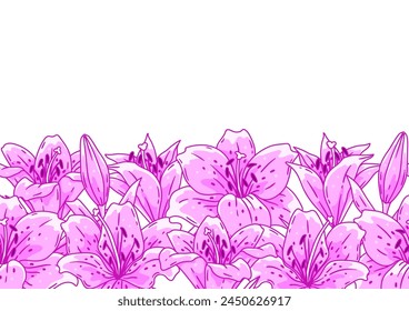 Pattern with lilies flowers. Beautiful decorative plants.